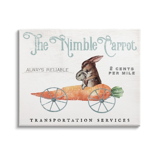 Stupell Industries Easter Bunny Vintage Nimble Carrot Mobile Spring Rabbit Canvas Wall Art